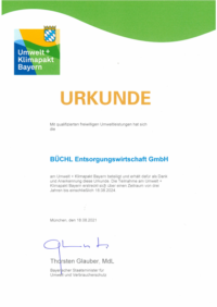 Urkunde Umweltpakt