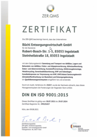 Zertifikat DIN EN ISO 9001:2015