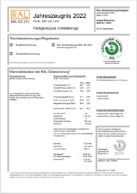 Jahreszeugnis 2022 Fertigkompost mittelkoernig